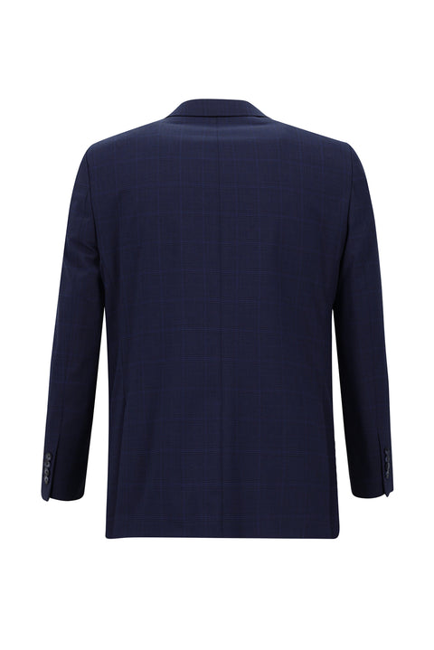 Medium Navy 7 Drop Slim Fit Plaid Suit