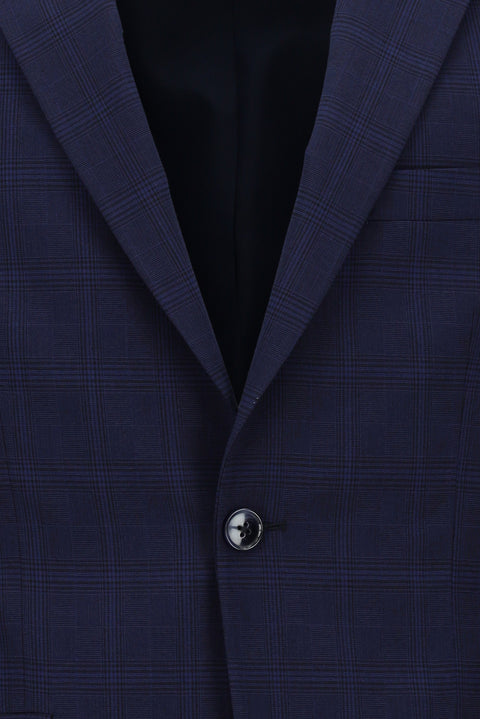 Medium Navy 7 Drop Slim Fit Plaid Suit