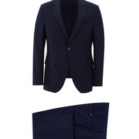 Dark Navy 4-Drop Relaxed Fit Plaid Suit