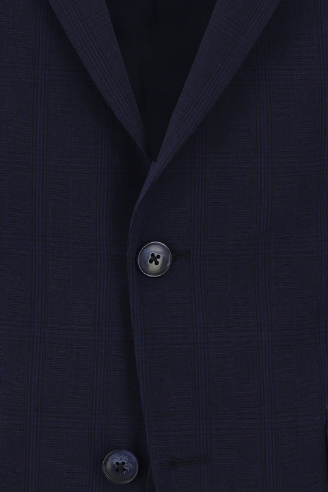Dark Navy 7 Drop Slim Fit Plaid Suit