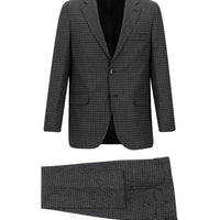 Black 4-Drop Relaxed Fit Patterned Suit