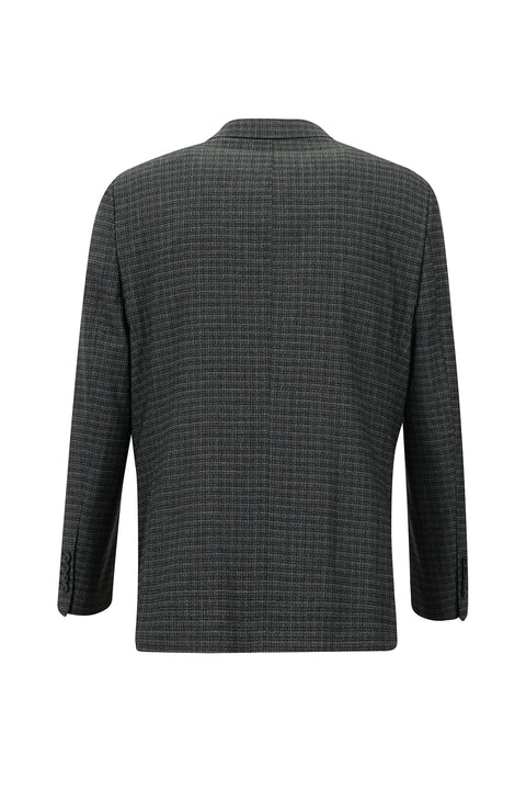 Black 4-Drop Relaxed Fit Patterned Suit