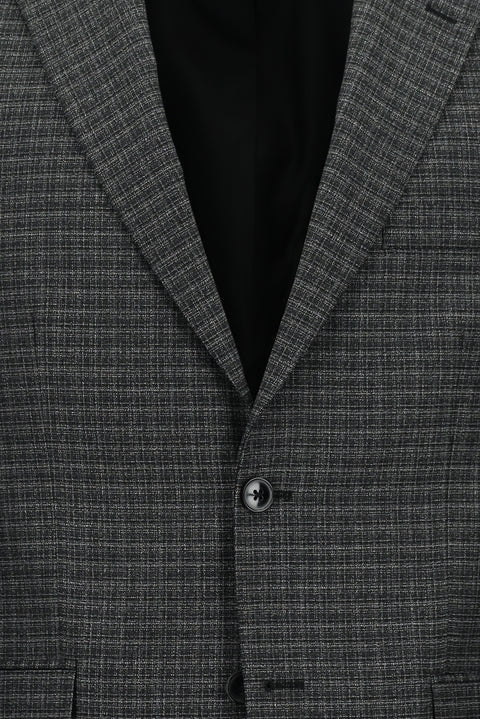 Black 4-Drop Relaxed Fit Patterned Suit