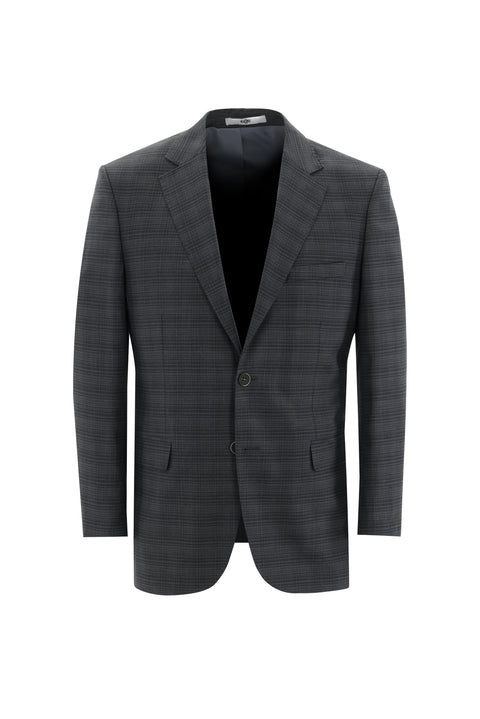 Medium Gray 4-Drop Relaxed Fit Plaid Suit