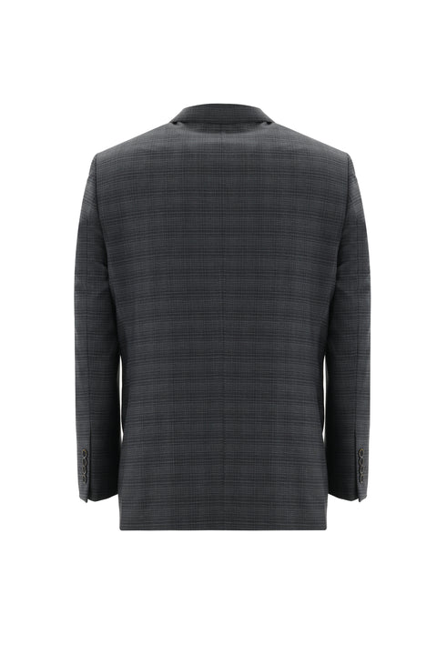 Medium Gray 4-Drop Relaxed Fit Plaid Suit