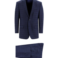 Light Navy 4-Drop Relaxed Fit Plaid Suit