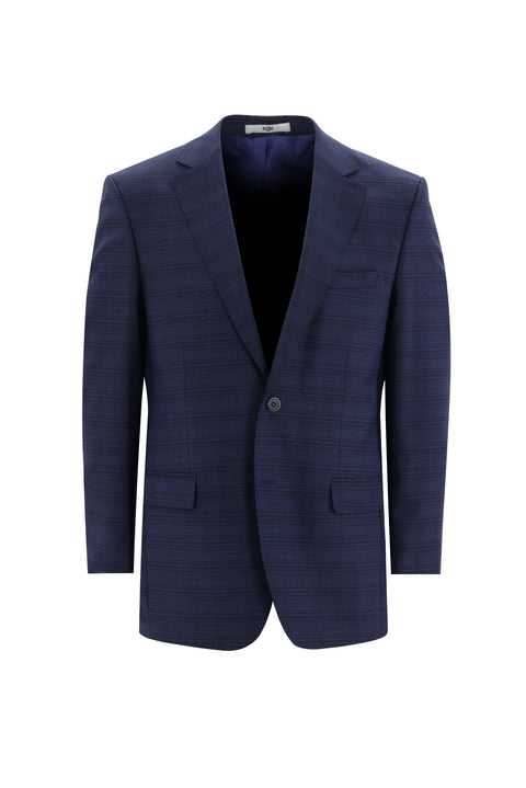 Light Navy 4-Drop Relaxed Fit Plaid Suit