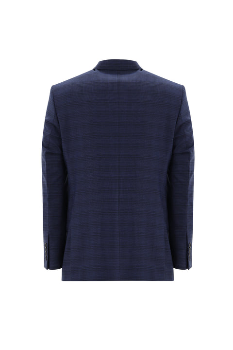 Light Navy 4-Drop Relaxed Fit Plaid Suit