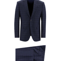 Medium Navy 7 Drop Slim Fit Plaid Suit