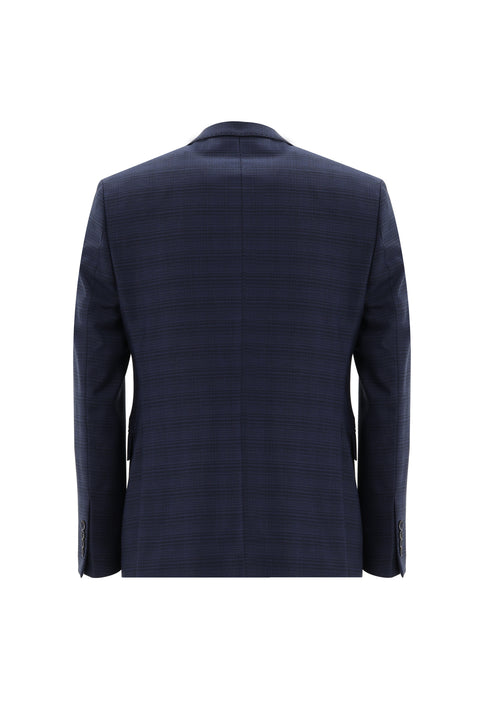 Medium Navy 7 Drop Slim Fit Plaid Suit