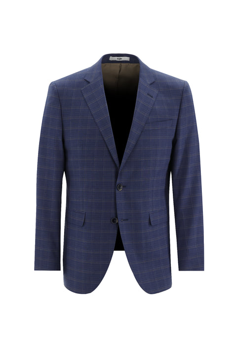 Light Navy 7 Drop Slim Fit Plaid Suit