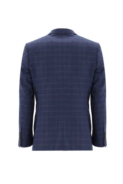 Light Navy 7 Drop Slim Fit Plaid Suit