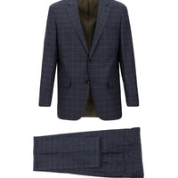 Medium Navy 4-Drop Relaxed Fit Plaid Suit