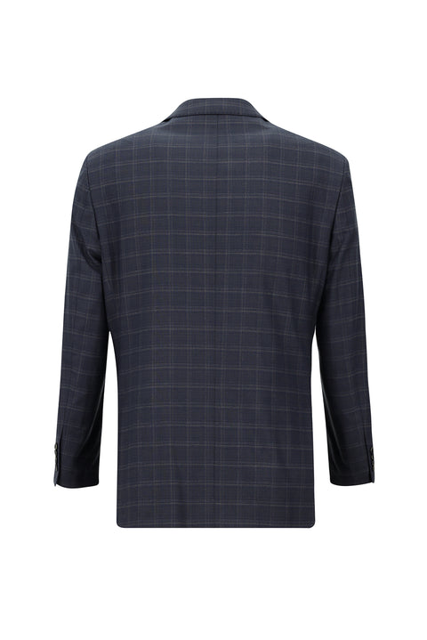 Medium Navy 4-Drop Relaxed Fit Plaid Suit