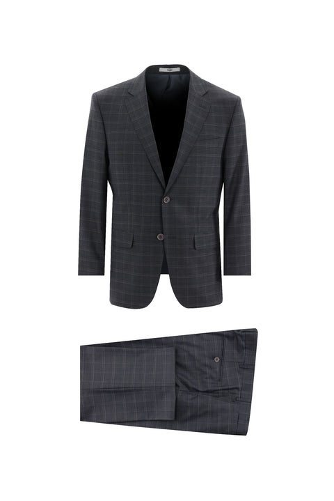 Medium Anthracite 4-Drop Relaxed Fit Plaid Suit