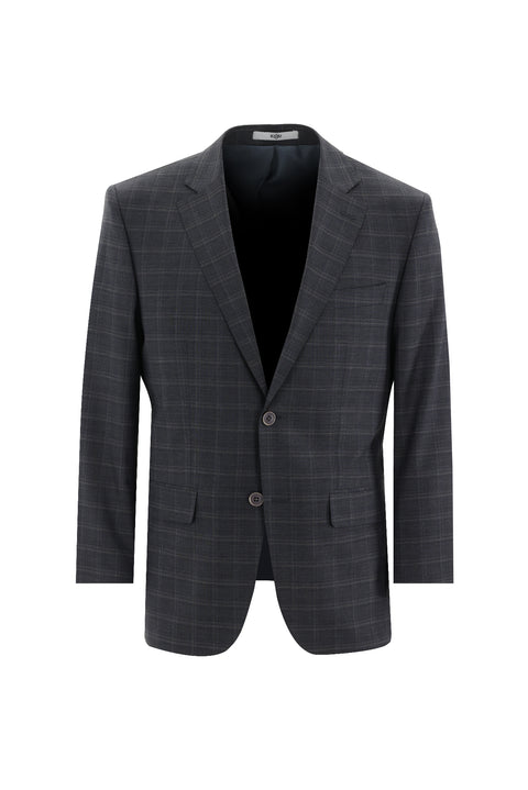 Medium Anthracite 4-Drop Relaxed Fit Plaid Suit