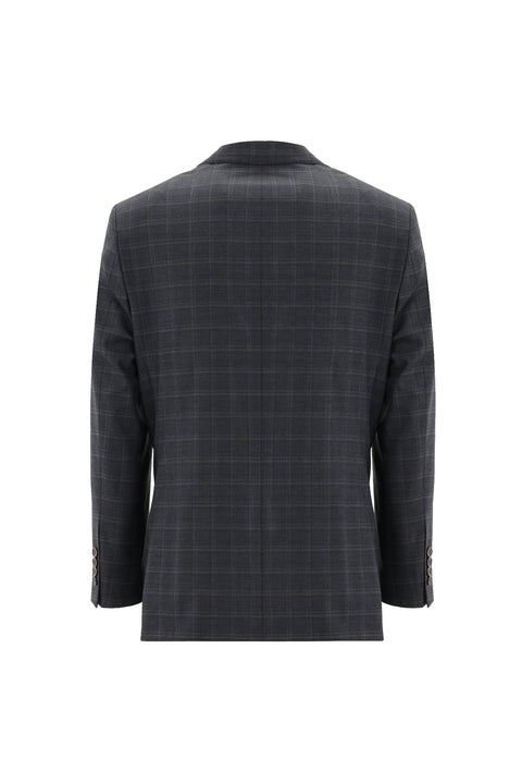 Medium Anthracite 4-Drop Relaxed Fit Plaid Suit