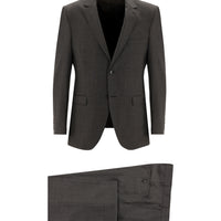 Medium Brown 7 Drop Slim Fit Narrow Cut Wool Plaid Suit