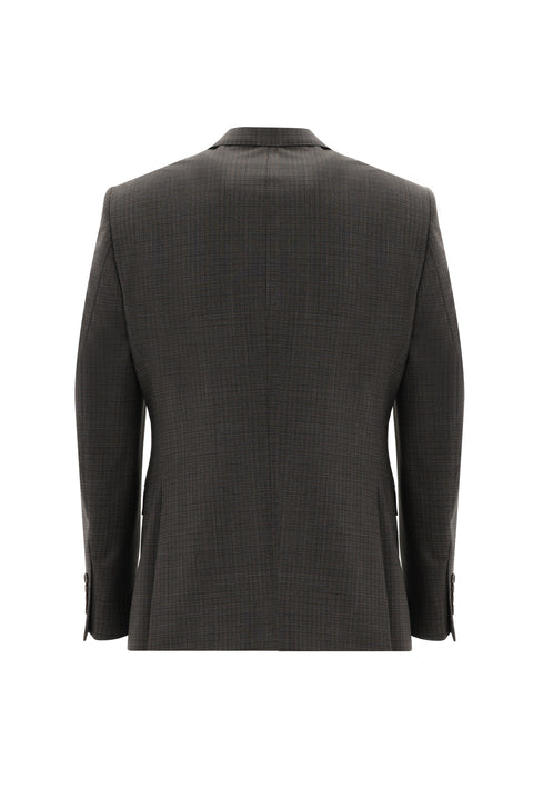 Medium Brown 7 Drop Slim Fit Narrow Cut Wool Plaid Suit