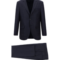 Dark Navy 4-Drop Relaxed Fit Wool Plaid Suit