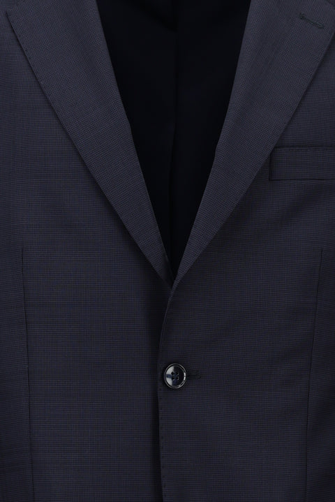 Dark Navy 4-Drop Relaxed Fit Wool Plaid Suit