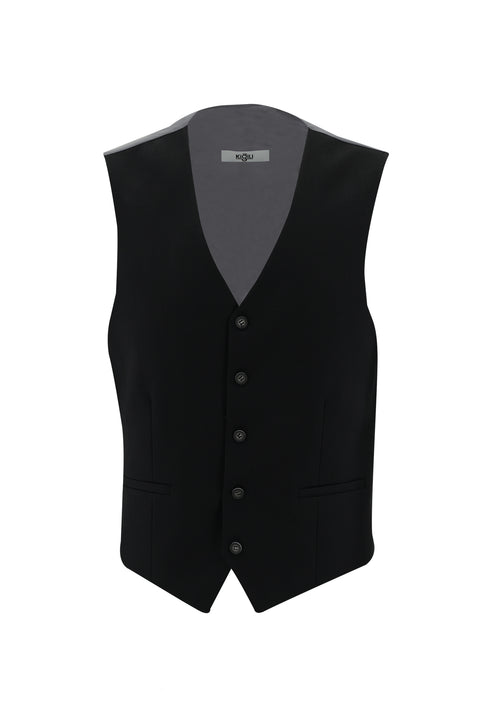 Black 7 Drop Slim Fit Linen Suit with Vest
