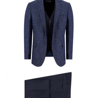 Dark Navy 6 Drop Regular Fit Linen Suit with Vest
