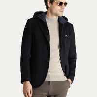 Black Navy 6 Drop Regular Fit Hooded Fleece Detachable Insole Jacket