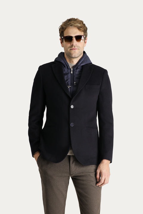 Black Navy 6 Drop Regular Fit Hooded Fleece Detachable Insole Jacket