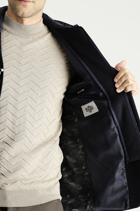 Black Navy 6 Drop Regular Fit Hooded Fleece Detachable Insole Jacket