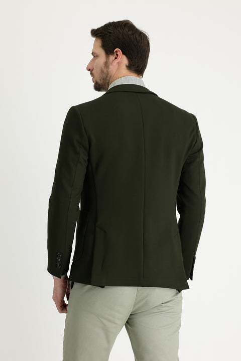 Orta Haki 7 Drop Super Slim Fit Eksra Dar Kesim Fit Ceket