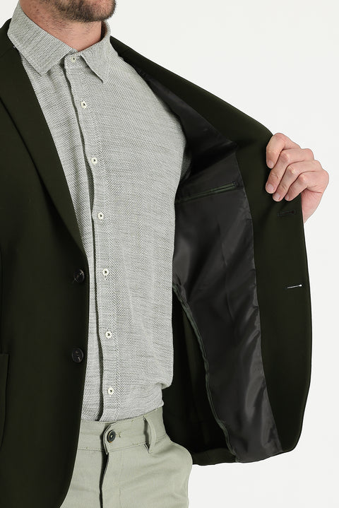 Orta Haki 7 Drop Super Slim Fit Eksra Dar Kesim Fit Ceket