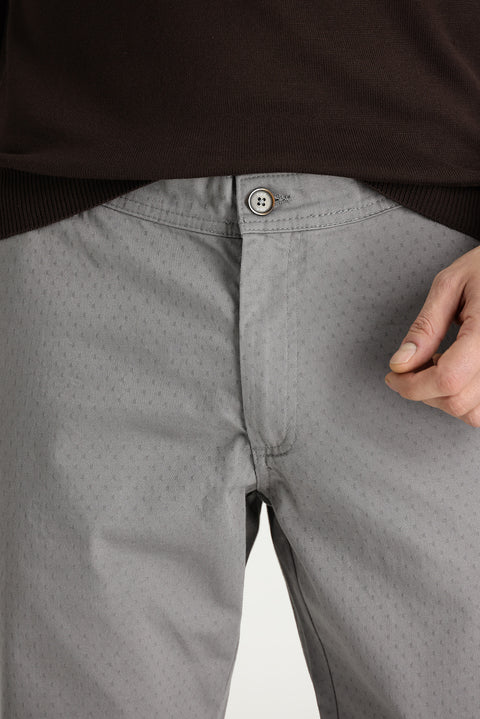 Medium Gray Relaxed Fit Patterned Lycra Canvas / Chino Trousers