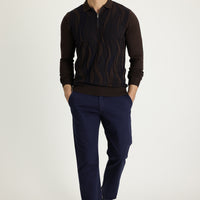 Light Blue Relaxed Fit Patterned Lycra Canvas / Chino Trousers