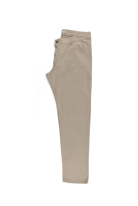 Açık Vizon Relaxed Fit Rahat Kesim Desenli Likralı Kanvas / Chino Pantolon