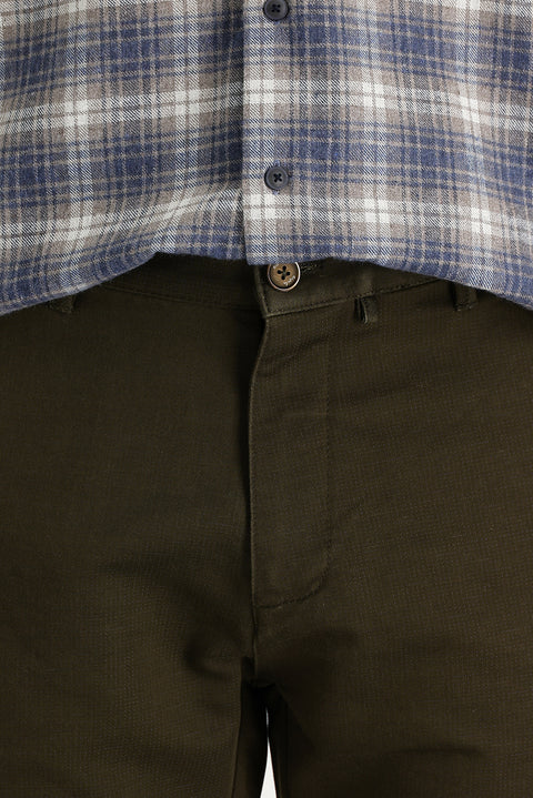 Orta Haki Regular Fit Standart Kesim Likralı Kanvas / Chino Pantolon