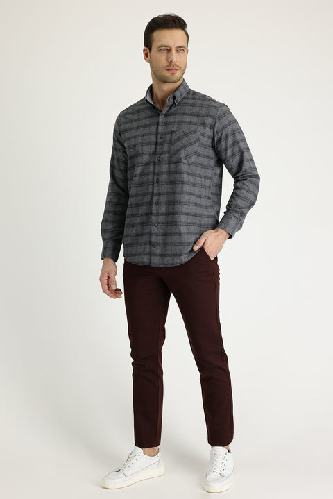 Plum Slim Fit Stretchy Canvas / Chino Trousers