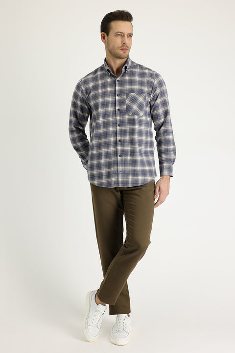 Mid Mink Regular Fit Standard Cut Lycra Canvas / Chino Trousers