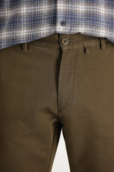 Mid Mink Regular Fit Standard Cut Lycra Canvas / Chino Trousers