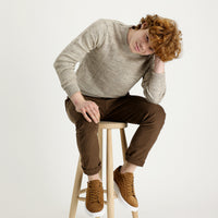 Light Brown Slim Fit Stretch Velvet Trousers
