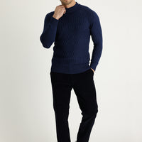 Dark Navy Relaxed Fit Stretchy Corduroy Trousers