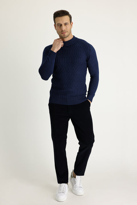 Dark Navy Relaxed Fit Stretchy Corduroy Trousers
