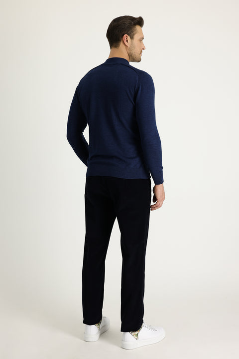 Dark Navy Relaxed Fit Stretchy Corduroy Trousers