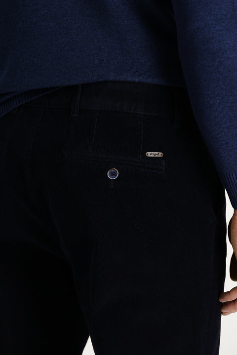 Dark Navy Relaxed Fit Stretchy Corduroy Trousers