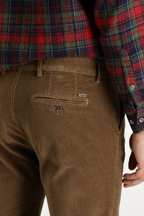 Light Brown Regular Fit Standard Cut Lycra Velvet Trousers