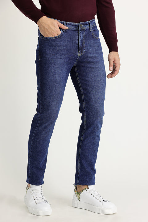 Medium Dark Blue Slim Fit Stretch Denim Pants