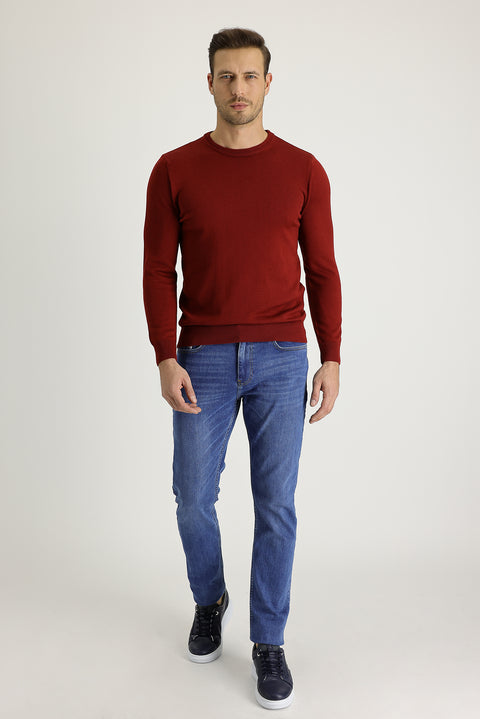 Dark Blue Regular Fit Standard Cut Lycra Denim Jeans