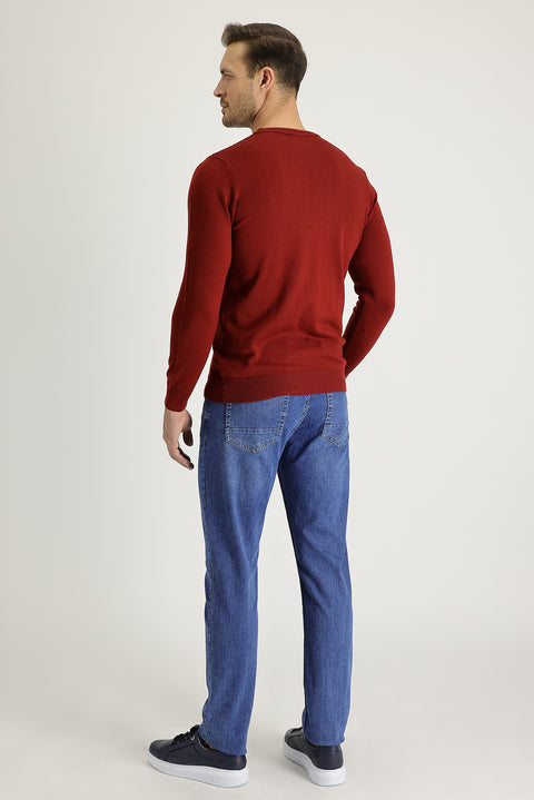 Dark Blue Regular Fit Standard Cut Lycra Denim Jeans