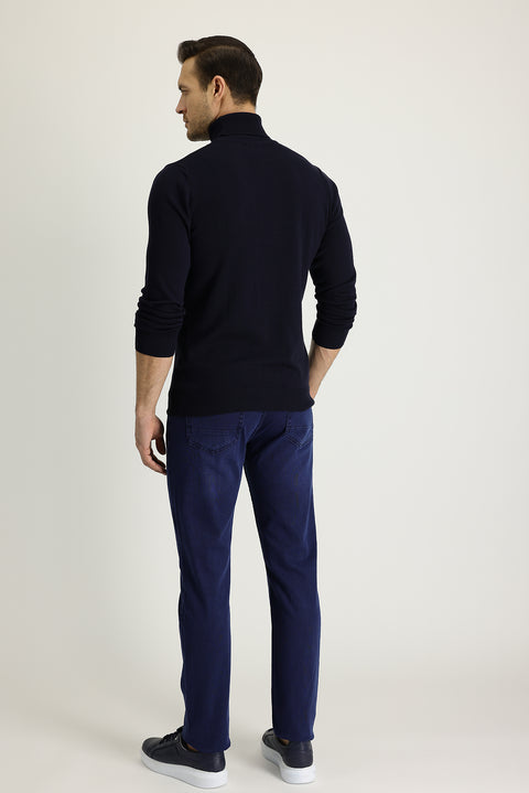 Medium Dark Blue Slim Fit Stretch Denim Pants