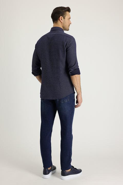 Medium Dark Blue Slim Fit Stretch Denim Pants